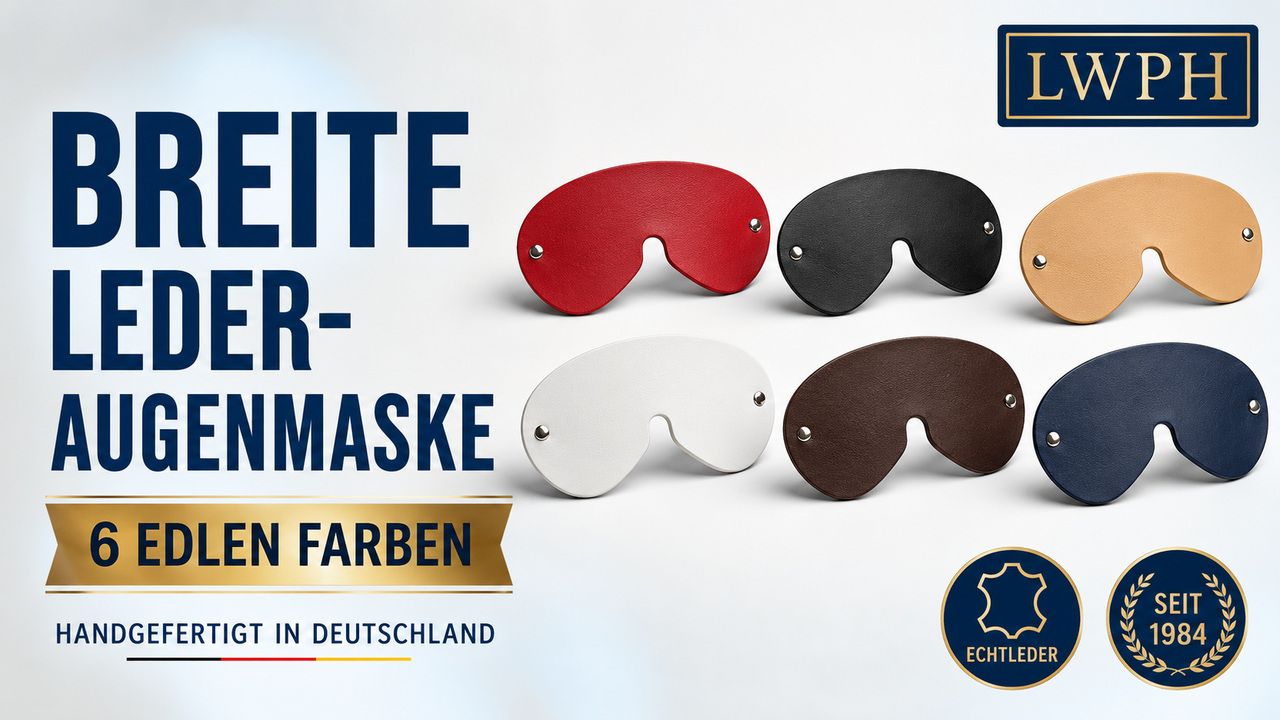 Video: breite Augenmaske aus Echtleder in sechs Farben von LWPH